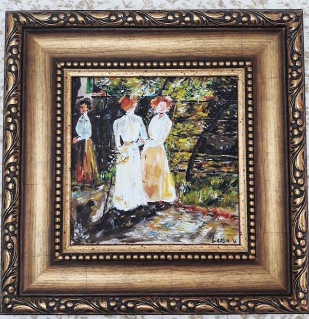 The three daughters of the artist in the&nbsp;garden